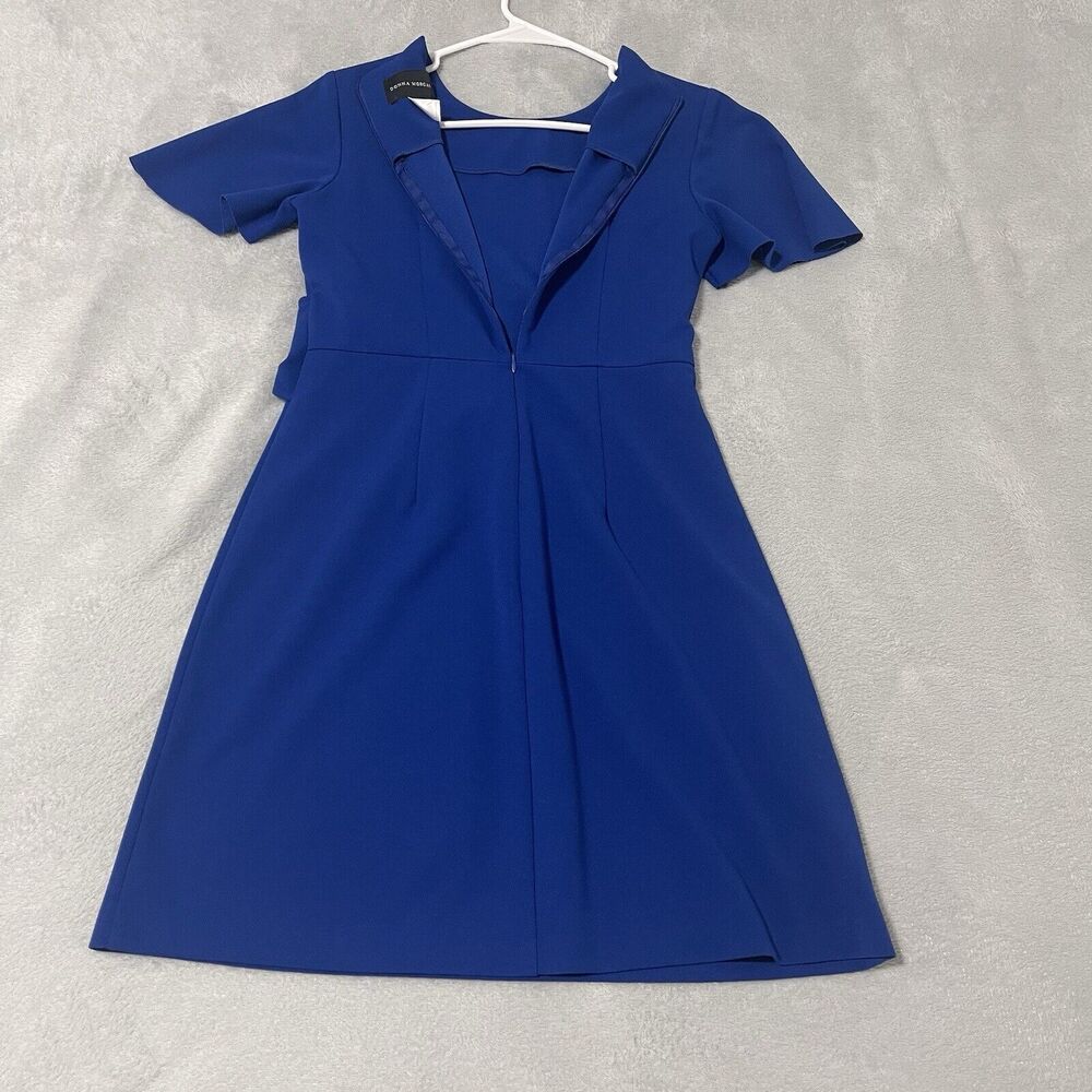 Donna Morgan Dress Women Small 6P Sapphire Blue Faux-Wrap A-Line Flutter Sleeves - Picture 4 of 9